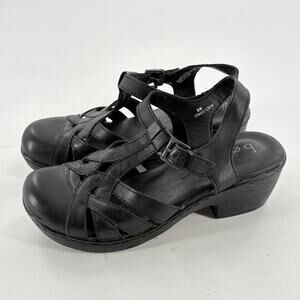 Born boc Persi Sandals Heels 8 Black Leather Mary Janes Comfort Work Career